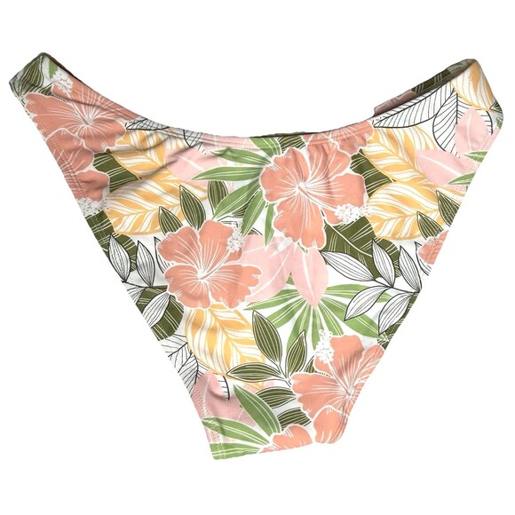 Xhiliration Juniors High Leg Low Waist Floral Tropical Bikini Bottom L 8-10 New! - Picture 3 of 9